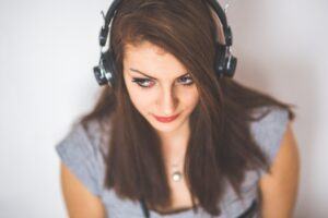 Girl wearing headphones