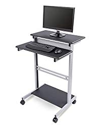 3-tier mbile standing desk with monitor and keyboard