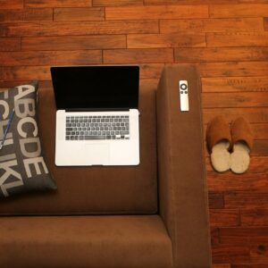 Laptop cushion and pair of slippers