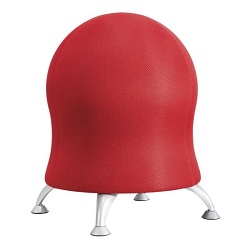 Red safco Zenergy Ball Chair with silver finish legs and feet