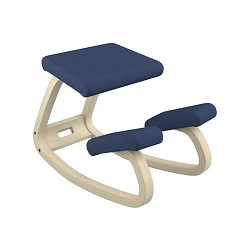 Varier Balans active kneeling seat with blue seat and knee rest covering