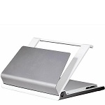Silver and white mobile laptop stand