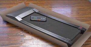 Walking treadmill with console pre assembled with open packaging