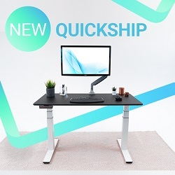 Black ZipDesk with white frame underneath heading informing readers of new quick ship program