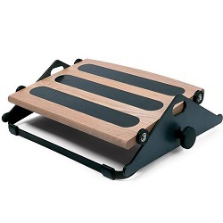 Wood and black metal footrest with tilt adjustment