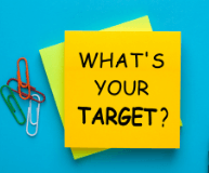 Yello sticky note with text reading What's Your Target?"