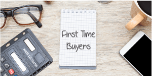 Notepad with text reading "first time buyers"
