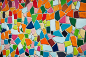 Abstract mosaic of multi-color tiles