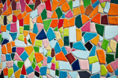 Abstract mosaic of multi-color tiles