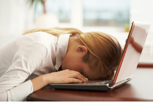 Woman is asleep on her laptop