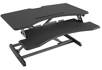 Extra large Fezibo desk riser with black frame and worktops
